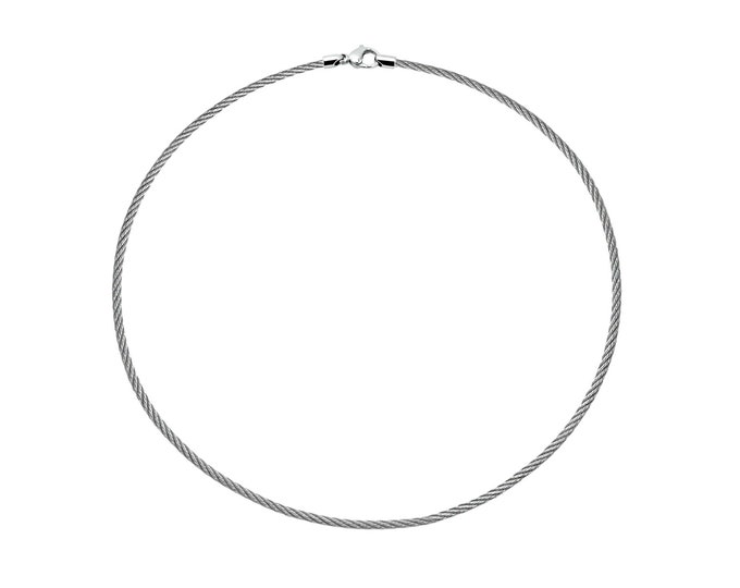 2mm thin cable rope necklace in stainless steel by Taormina Jewelry