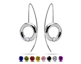 Tension-Set Gemstone Drop Earrings | Bespoke Architectural Jewelry - Luna by Taormina