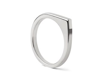 Asymmetric Flat Top Stacking Ring | Minimalist Stainless Steel | Vertex Design
