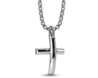 Overlap cross pendant in stainless steel