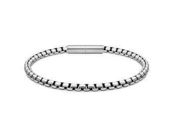 4mm box chain bracelet with twist bayonet clasp  in stainless steel