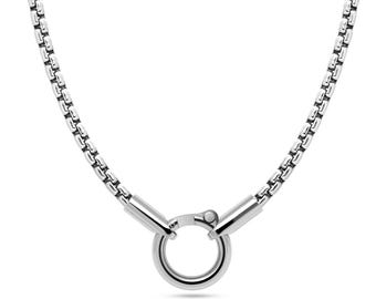 4mm Box Chain Necklace with Ring Clasp, Men's Stainless Steel Chain
