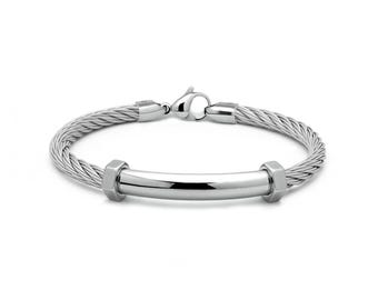 Industrial Wire Twisted Rope Bracelet | Stainless Steel Bar Hex Nut Insert | Engineered Men's Jewelry