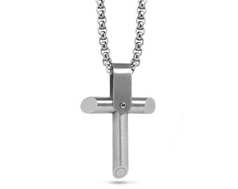 Rods cross pendant in stainless steel