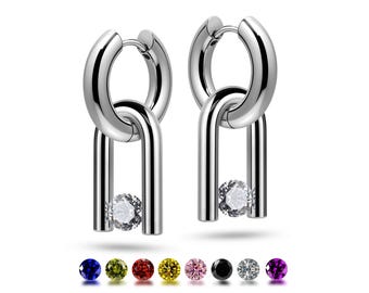 Tnsion Set Chandelier Gemstone Earrings | High-End Interchangeable Artisan Stainless Steel | NEXUS Design by Taormina