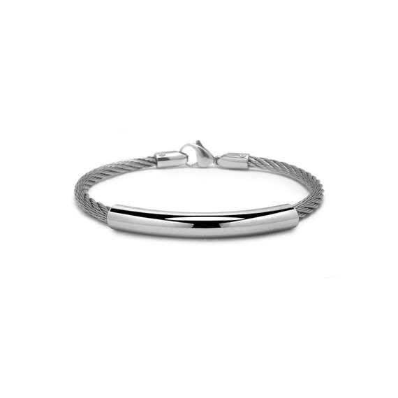 4mm Cable Bracelet With Tube in Stainless Steel by Taormina