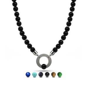 6mm Gemstone Beaded Necklace | Stainless Steel O-Ring & Tension Set Sphere | Available in Multiple Stones