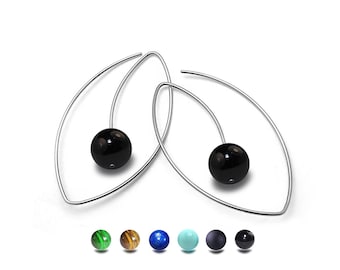 FILO Tiger Eye cat eye shaped drop wire earrings in stainless steel