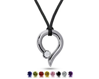 Tension Set Pearl Swirl Pendant | Stainless Steel & Gemstone | Onde Design by Taormina