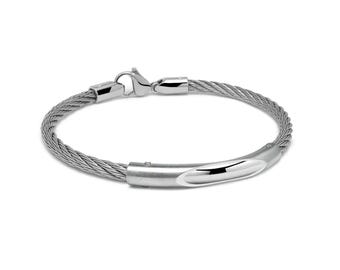 4mm Cable Bracelet | See-Through Bar Rod Insert Stainless Steel | Industrial Minimalist Men's Jewelry