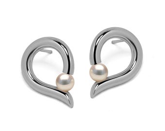 ONDE Teardrop Earrings | Tension Set White Pearl | Stainless Steel Design