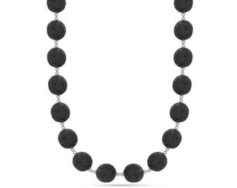 VOLCANO lava rock Necklace in stainless steel