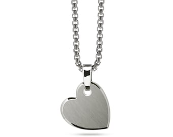 CUORE Sideway Heart Pendant | Two-Tone Brushed & Polished Steel | Modern Love Symbol Necklace