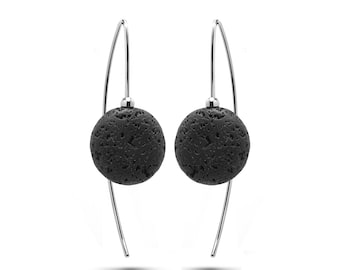 VOLCANO lava rock drop earrings in stainless steel