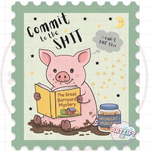 Commit to the Shit PNG、Bookish Pig Sticker PNG、DNF Bookish Sticker (デジタルダウンロード)