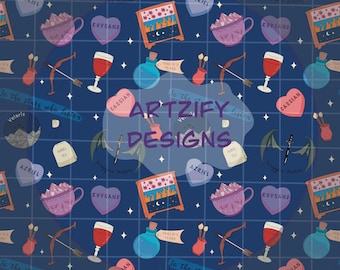 Wzór książki fantasy bez szwu, Romantasy PNG (pobieranie cyfrowe)