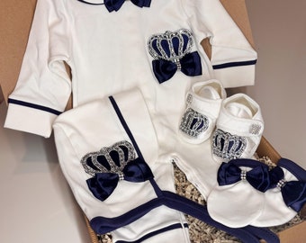 Set de regalo para bebé niño, set de regalo 100% algodón, set de bienvenida para bebé, set de regalo para baby shower, saludos para recién nacido, set de regalo de Navidad para bebé niño