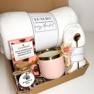 Care Package with Blanket for Her, Get Well Soon Gifts, Hug Boxes, Care Gift Box, Gifts for Parents, Hug In a Box Set, Hygge Gift Set