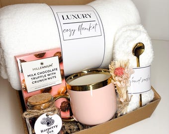 Care Package with Blanket for Her, Get Well Soon Gifts, Hug Boxes, Care Gift Box, Gifts for Parents, Hug In a Box Set, Hygge Gift Set