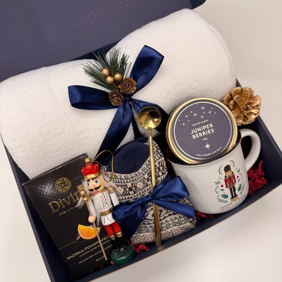 Luxury Christmas Gift Box for Him – Cozy Mug, Candle| Thoughtful Holiday Gift for Boyfriend or Husband | Winter Self Care Box for Men