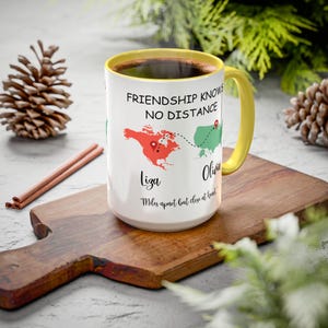 Friendship Knows No Distance Coffee Mug, Long Distance Friendship Mug, Bestfriend Gifts, Personalized Bestfriend Mug, Birthday Present