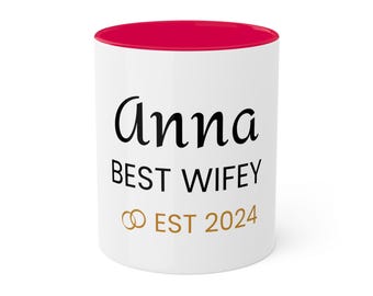 Gepersonaliseerde mok beste vrouw, kleurrijke koffiekop, aangepaste naam en jaar, ideeën verjaardagscadeau, keramische theemok, vrouw aanwezig, cadeau voor haar