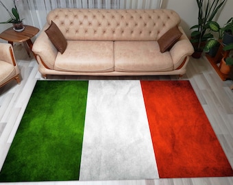 Alfombra con la bandera de Italia: Alfombra colorida de algodón tejido, bandera de Italia, alfombra italiana, regalo de cumpleaños, decoración del hogar, alfombra estampada, alfombra de oficina, alfombra de moda.
