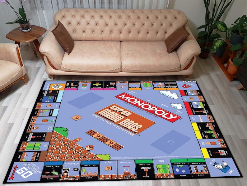 Monopaly Rug Monopoly Gamer Rug: Colorful Boys Room Decor, Cotton Woven - Etsy