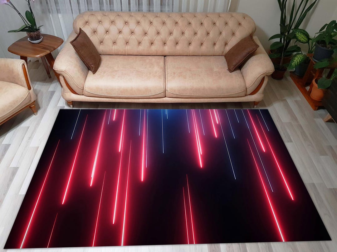 Neon Stripe Rug: Modern Colorful Floor Rug - Etsy