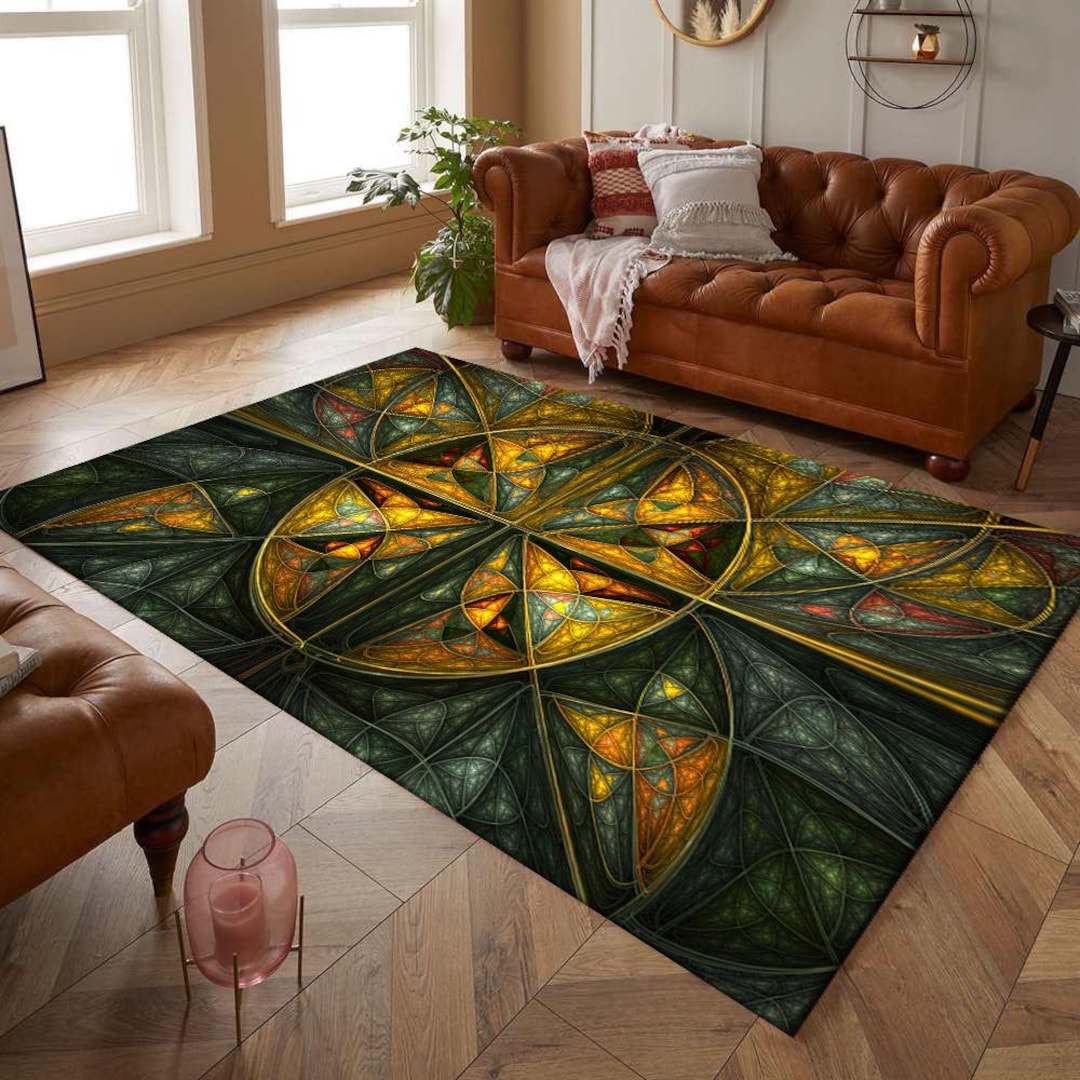 Fractal Area Rug: Modern Geometric Design, Colorful Pattern - Etsy