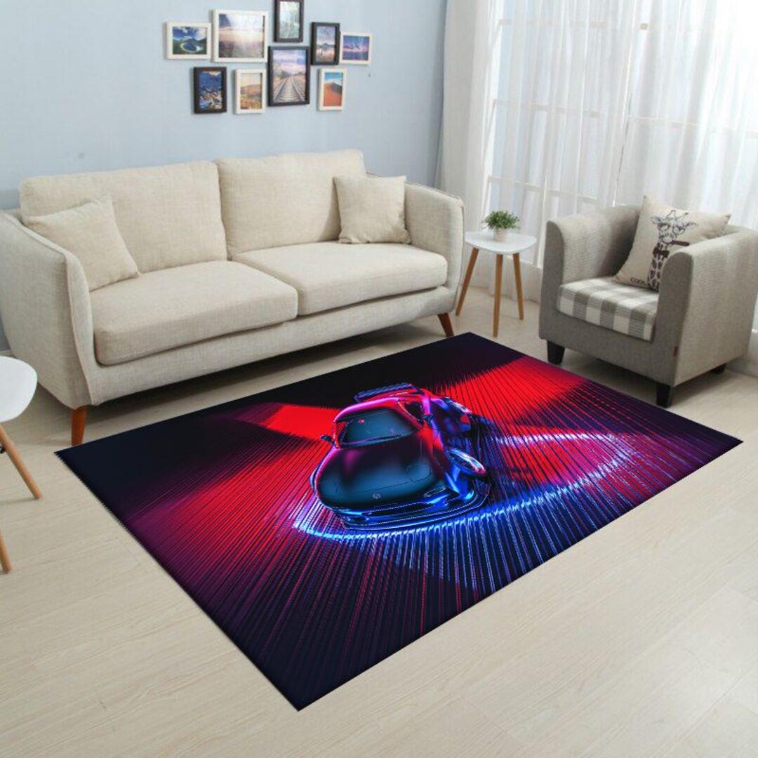 Car Rug Dvd Car Rug, Neon Car Rug, Modified Car, Colorful Rug, Boys Room Rug, Girls ...