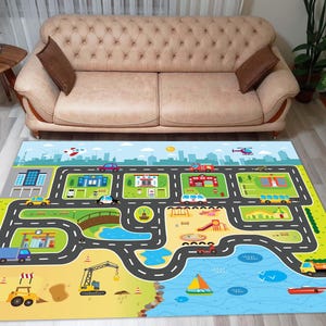 Tapis de ferme pour enfants, tapis de ville, tapis de chambre d'enfants, tapis carte de village, tapis de sol tapis de chambre de garçons, tapis de chambre de filles, cadeau pour anniversaire, tapis moderne, tapis populaire