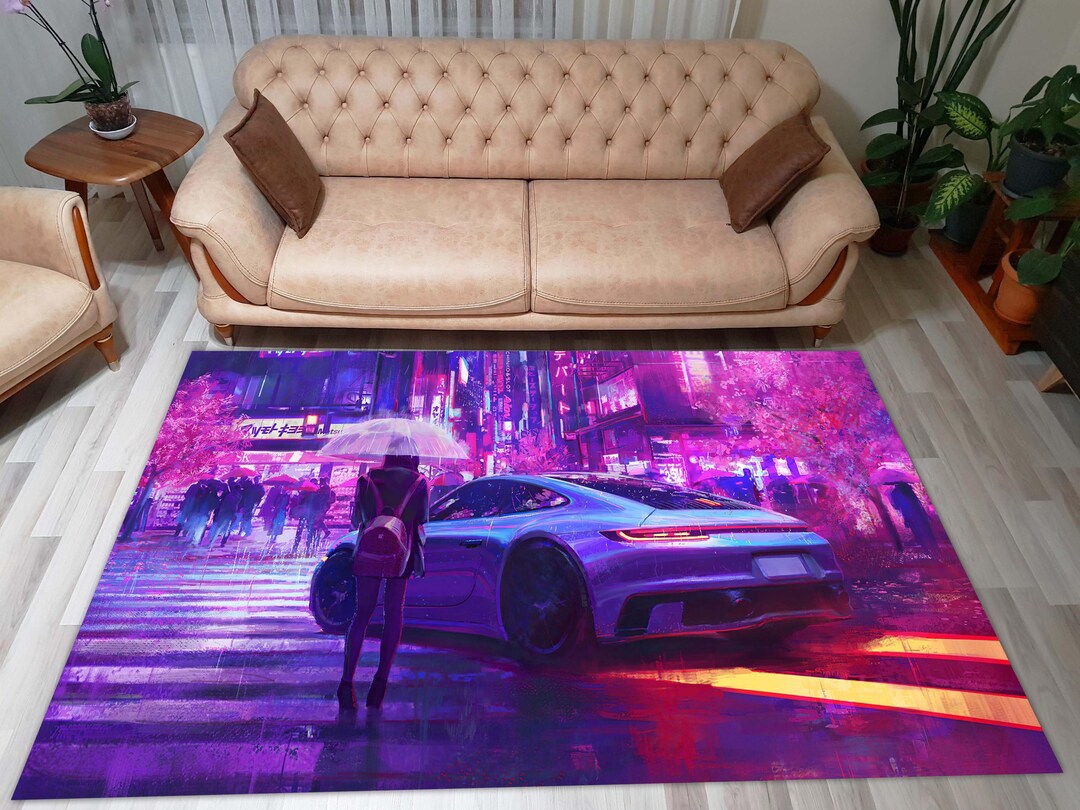 Colorful Car Rugs Neon Car Rug: Modern Supercar, Colorful Kids Room Decor - Etsy