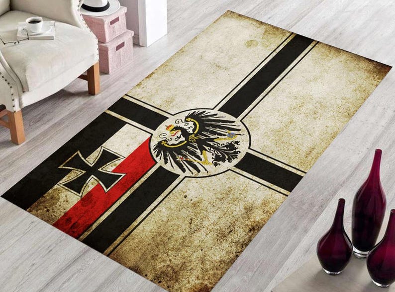 Rectangular Rug Emblem German Empire Flag Rug: Cotton Woven, Non-slip, Flag of the Germany ...