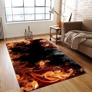 Fire Rug, Fire, Flame Rug, Flame, Cool Rug, Colorful Rug, Boys Room Rug, Girls Room Rug, Gift For Birthday, Area Rug, Popular Rug, Floor Rug