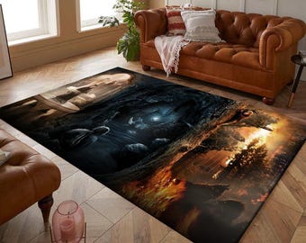 Middle Earth Rug: Fantasy Movie Rug, Boys Room Decor