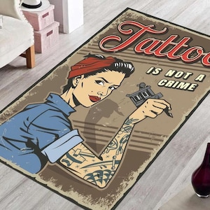 Nostalgia Tattoo Rug, Nostalgia Poster, Tattoo Rug, Tattoo Poster Rug, Cool Rug, Popular Rug, Area Rug, Living Room Rug, Gift For Birthday