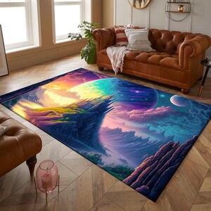 Fantasy Castle Landscape Rug: Modern Kids Room Decor - Etsy