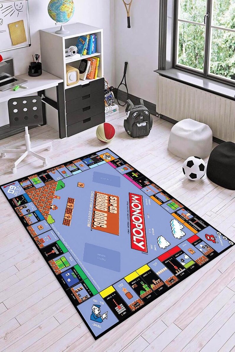 Monopaly Rug Monopoly Gamer Rug: Colorful Boys Room Decor, Cotton Woven - Etsy