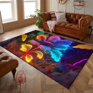 Leaf Rug, Neon Leaf Rug, Plant Rug, Decor Rug, Colorful Rug, Boys Room Rug, Girls Room Rug, Gift For Birthday, Popular Rug, Office Rug