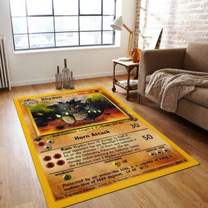 Rhydon Card Rug, Rhydon Rug, Rhydon Game Card Rug, Retro Video Rug, Cartoon Characters Rug, Cartoon Video Rug,Gift For Birthday