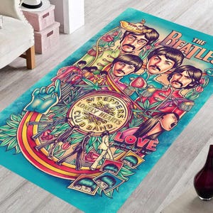 The Beatles, The Beatles Rug, Beatles Fun Rug, Colorful Rug, Boys Room Rug, Girls Room Rug, Gift For Birthday, Modern Rug, Popular Rug