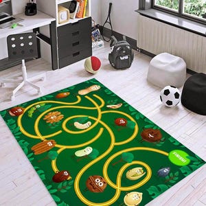 Garten Kinderteppich, Stadtteppich, Kinderzimmerteppich, Dorfkarte, Bodenteppich Jungenzimmerteppich, Mädchenzimmerteppich, Geschenk für Geburtstag, moderner Teppich