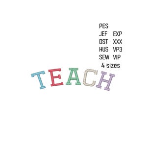 Teach Embroidery Design, Teacher Machine Embroidery File, School Embroidery Pattern, 4 sizes