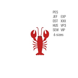 Lobster Emboidery Design, Animal Machine Embroidery File,  Sea Creature Embroidery Pattern, 6 sizes.
