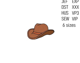 Cowboy Hat Embroidery Design, Machine Embroidery File, Western Embroidery Pattern, 6 Sizes, Digital Download