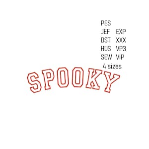Spooky Applique Embroidery Design, Halloween Machine Embroidery File, Halloween Embroidery Pattern, 4 sizes