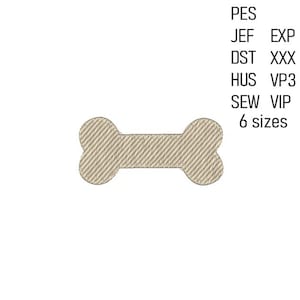 Bone Embroidery Design, Dog Machine Embroidery File, Mini Dog Bone Embroidery Pattern, 6 sizes.