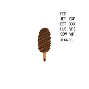 Ice Cream Embroidery Design, Machine Embroidery File,  Summer Embroidery Pattern, Instant Download, 6 sizes.