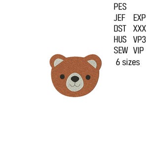 Teddy Embroidery Design, Machine Embroidery File, Bear Embroidery Stitch Pattern, 6 sizes.